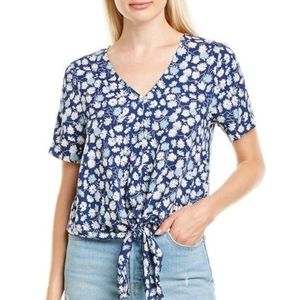 NWT Madewell Blue Moon Floral Tie front Crop Top XS
